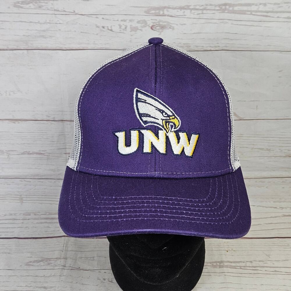 UNW Eagles Hat Northwestern St Paul Mesh Trucker Snapback Men's Purple White